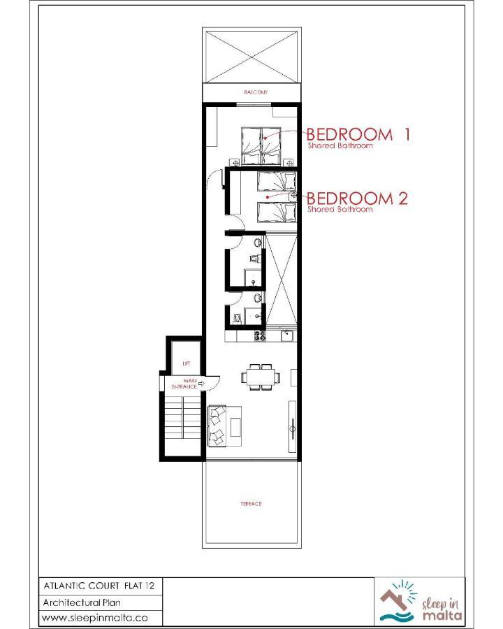 F12 Room 2, Private Room Two Single Beds Privated Bathroom In Shared Flat มซิดา ภายนอก รูปภาพ